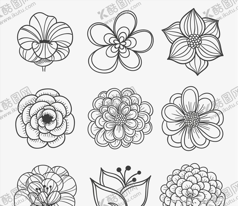 编号：82090509200639456167【酷图网】源文件下载-黑色和白色花插图