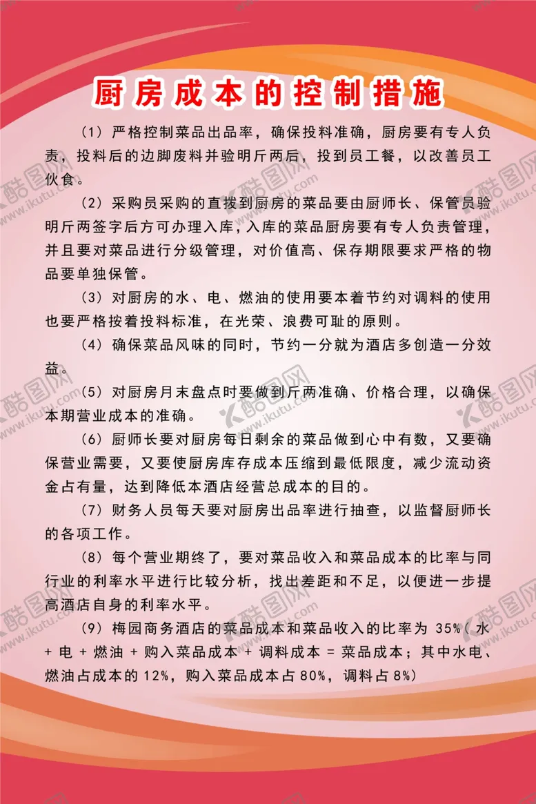 编号：56353503210607505464【酷图网】源文件下载-厨房成本控制措施
