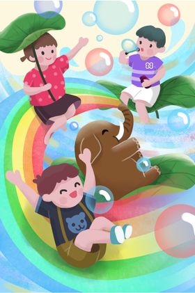 儿童节插画61旅游海报六一