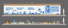 海洋风长廊文化墙背景板