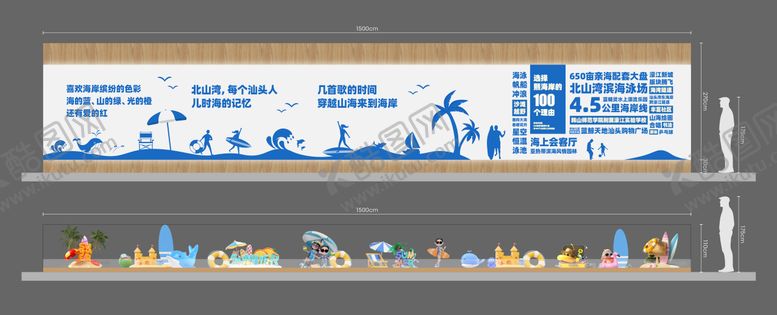 编号：19913402011950151431【酷图网】源文件下载-海洋风长廊文化墙背景板