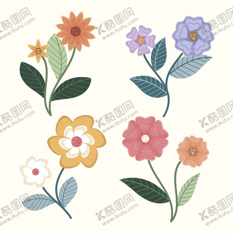 编号：23854609150510290694【酷图网】源文件下载-各种花朵手绘花束花插画