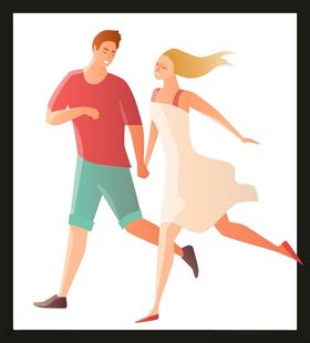 手绘情侣恋人爱男女卡通