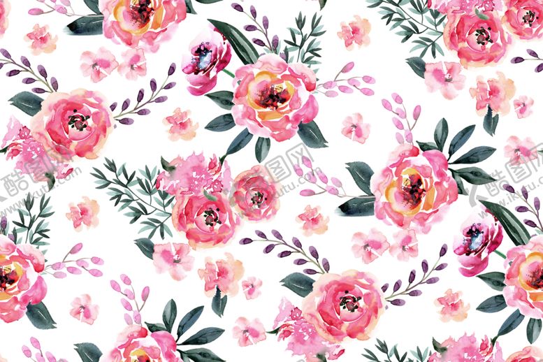 编号：62267410070406474371【酷图网】源文件下载-水彩花朵创意图案