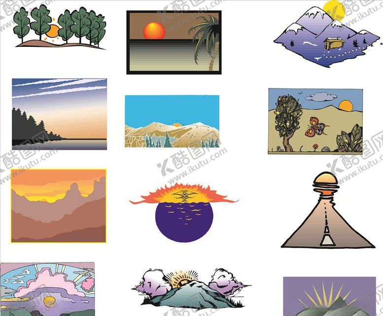 编号：53754809170655029513【酷图网】源文件下载-矢量日出日落