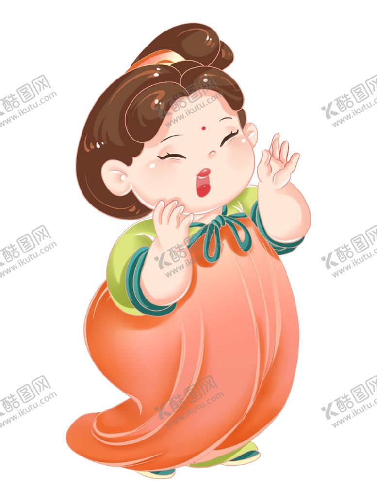 编号：67359404082041572673【酷图网】源文件下载-唐朝仕女形象欢乐可爱手绘插画