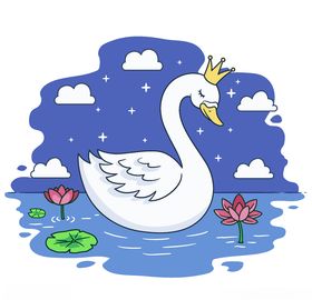 天鹅唯美AI矢量图卡通