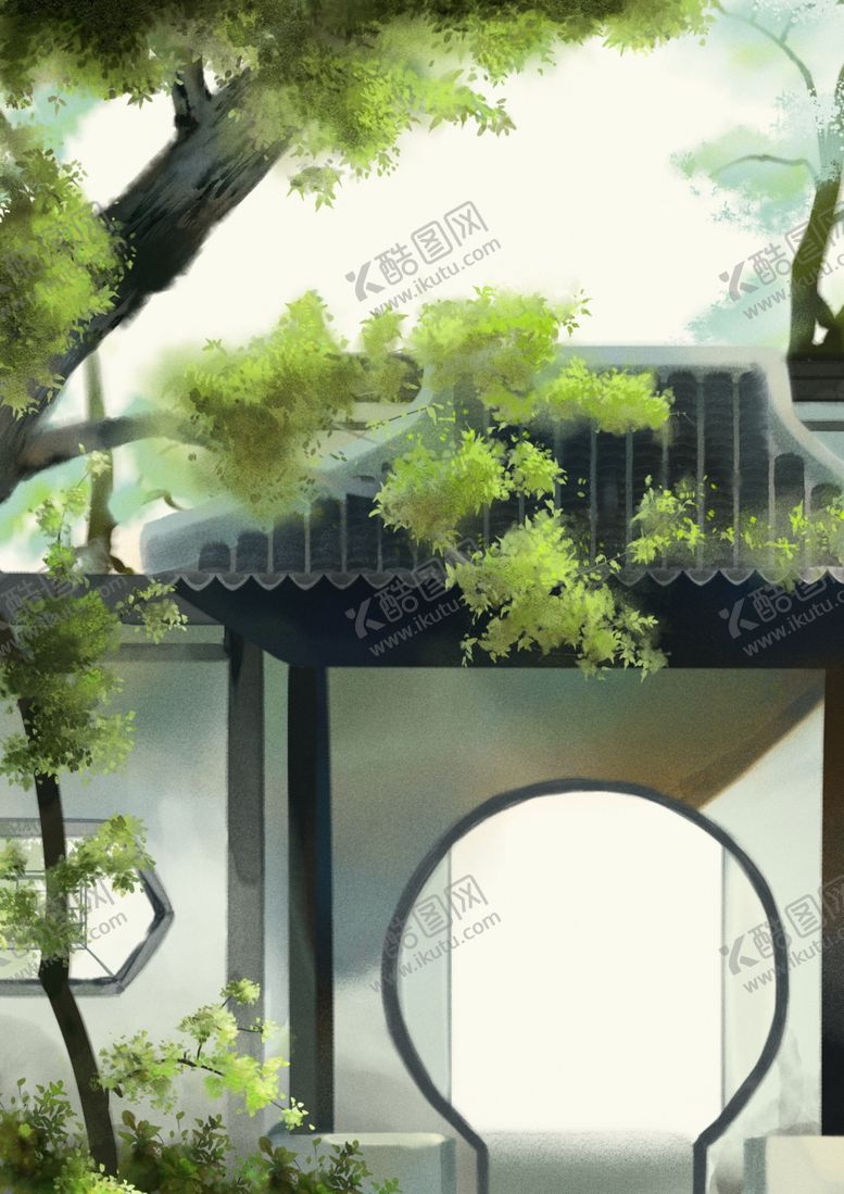 编号：35997909261704509432【酷图网】源文件下载-庭院古风国风传统清新背景素材