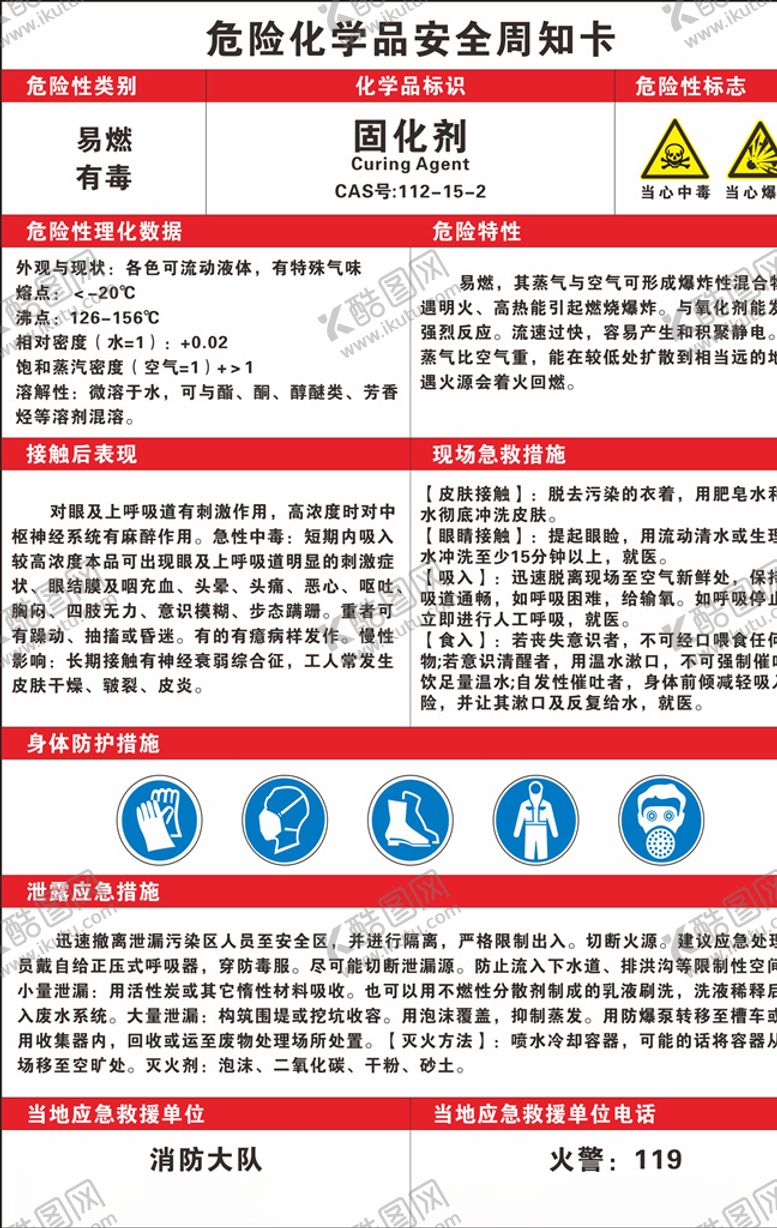 编号：11973110020001582928【酷图网】源文件下载-固化剂周知卡