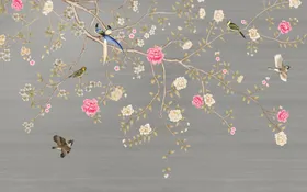 新中式装饰画电视背景墙背景墙玄关背景墙花鸟壁