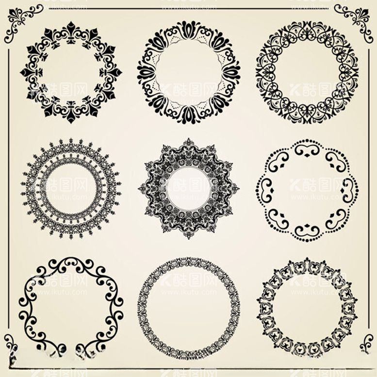 编号：24603312021851296792【酷图网】源文件下载-圆形复古花纹边框