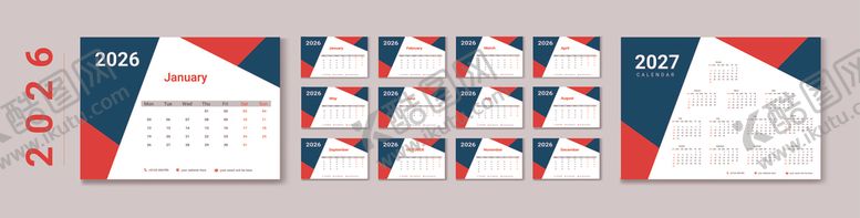 编号：50472804031119062228【酷图网】源文件下载-2026年台历模板