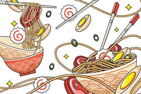 拉面手绘创意插画