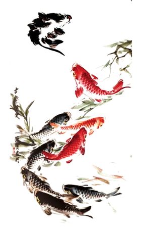 水墨墨迹鲤鱼