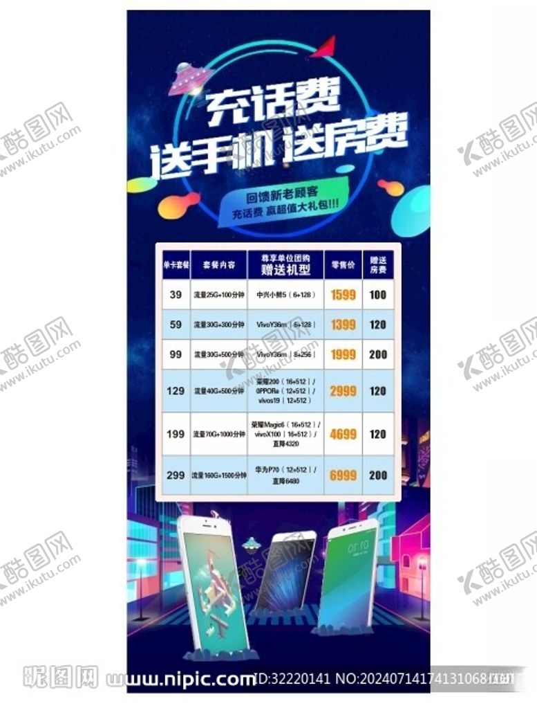 编号：56478002151503411154【酷图网】源文件下载-充话费送手机活动展架