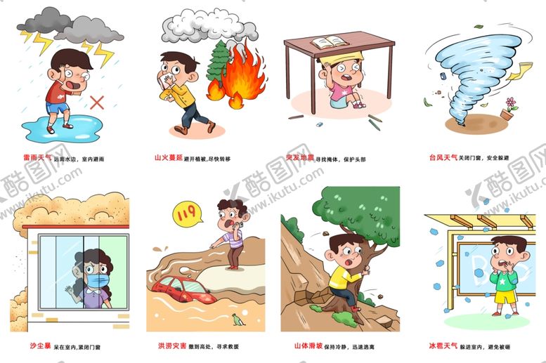 编号：86799211020442008650【酷图网】源文件下载-常见自然灾害避险场景