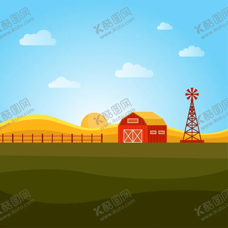编号：09126309211144134967【酷图网】源文件下载-矢量农场背景
