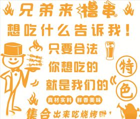 烧烤店橱窗即时贴