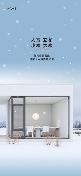门窗大雪立冬大寒小寒节气海报