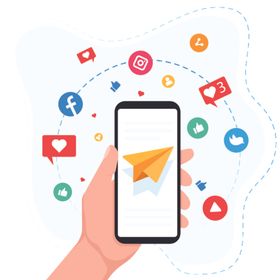 扁平办公人物矢量插图社交媒体