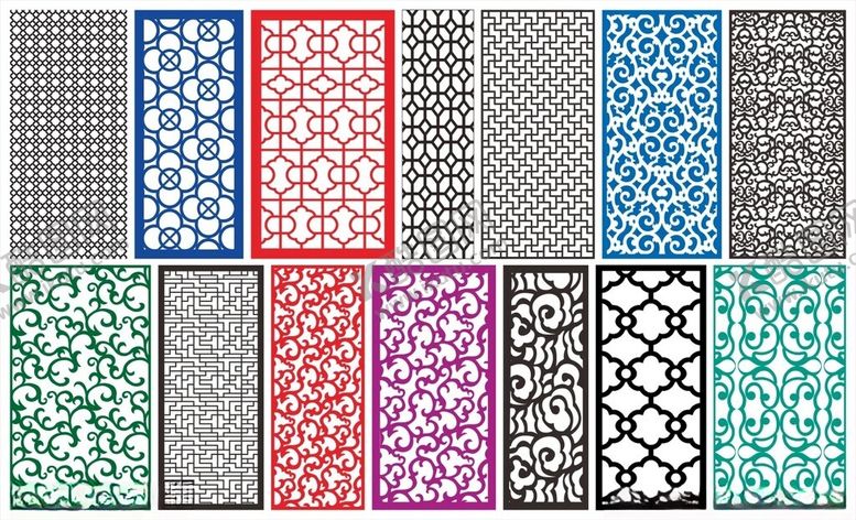 编号：66762710120841381734【酷图网】源文件下载-窗花镂空花纹屏风隔断雕花