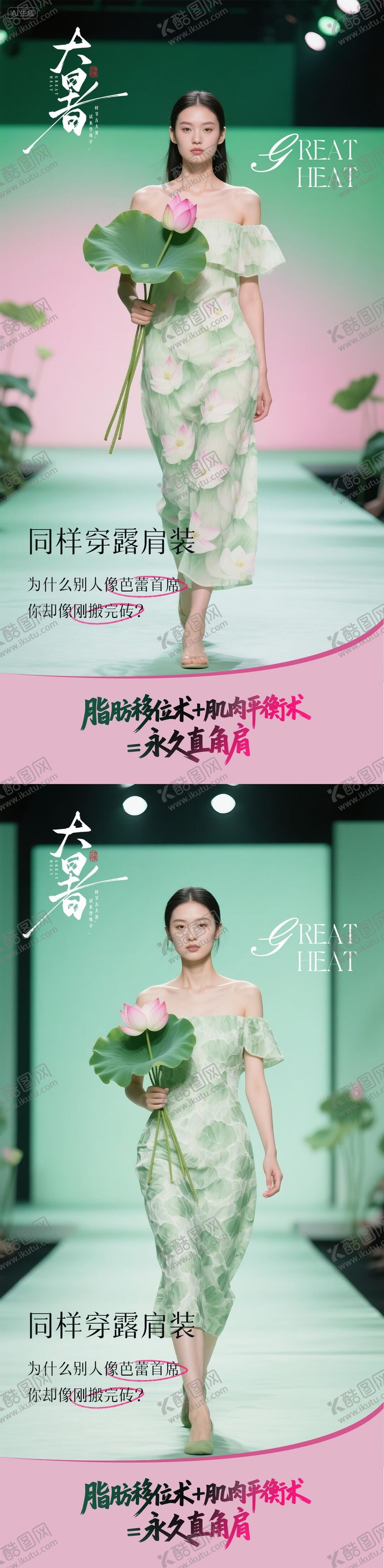 编号：24389107212309329734【酷图网】源文件下载-医美大暑新中式系列海报
