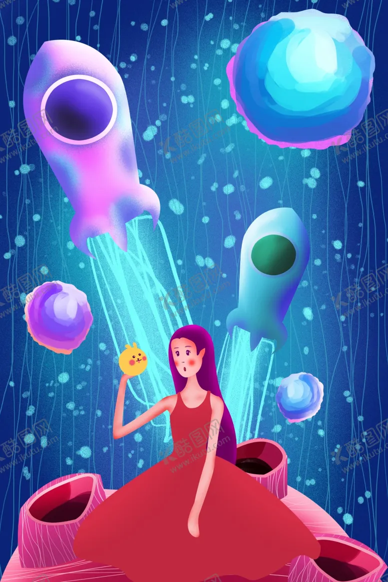 编号：10206609110811321315【酷图网】源文件下载-唯美插画探险少女