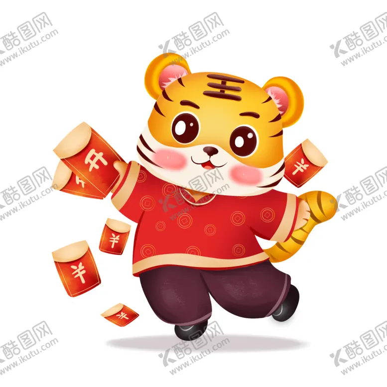 编号：76255402071116085276【酷图网】源文件下载-卡通2022新年发红包的小老虎