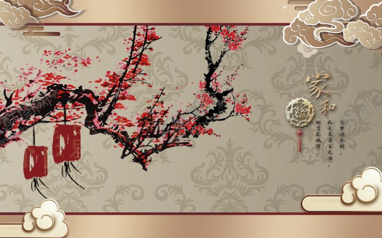 编号：22163505151315208585【酷图网】源文件下载-工笔花鸟背景墙装饰画