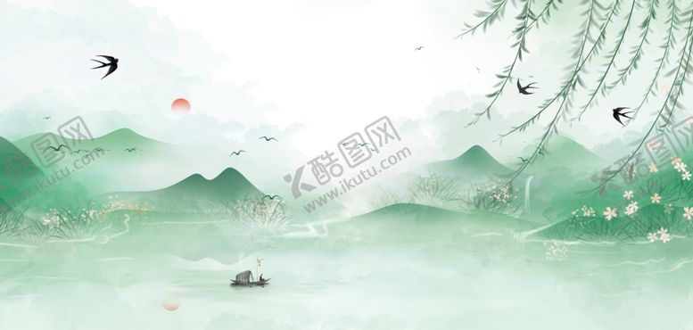 编号：32103307130929056665【酷图网】源文件下载-水墨山水间的诗意景致