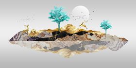 山水装饰画晶瓷画