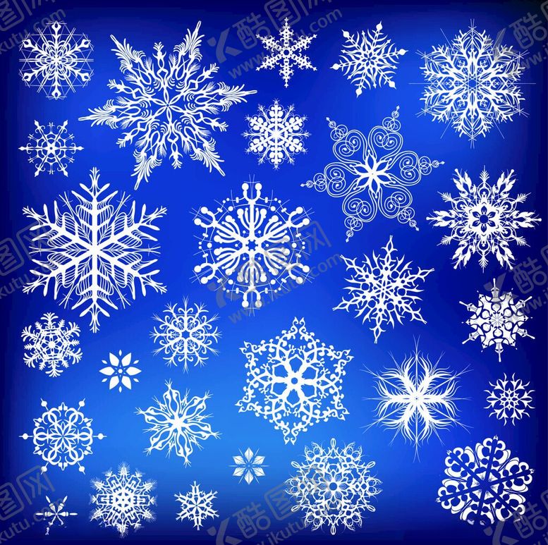 编号：39327406080832248504【酷图网】源文件下载-蓝色背景上的精美雪花图案