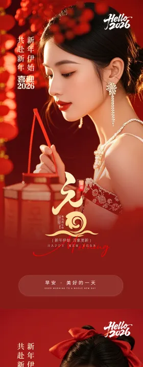 医美早安元旦新年海报