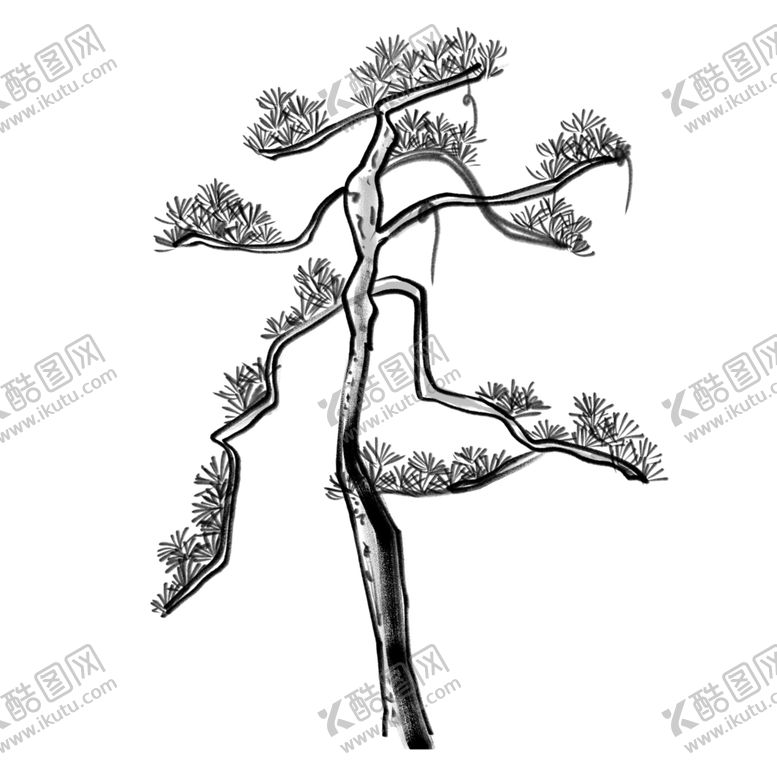 编号：97509106300920054949【酷图网】源文件下载-水墨松树