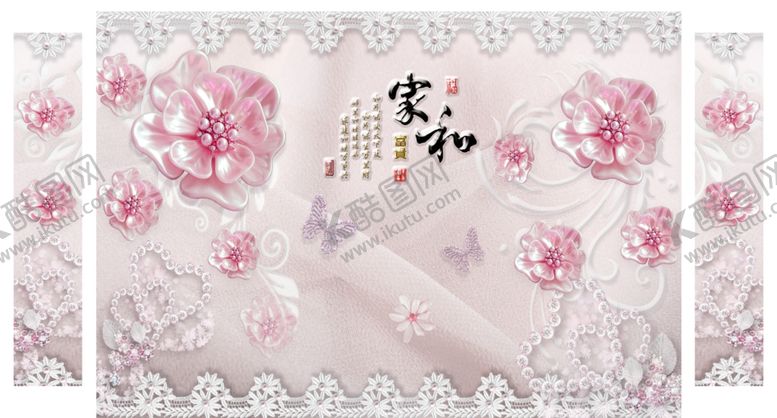 编号：49690510192353285819【酷图网】源文件下载-浮雕花家和富贵背景墙