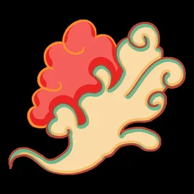 祥云敦煌风彩色卡通手绘