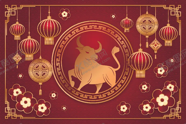 编号：29570804181329157516【酷图网】源文件下载-牛新年展板背景
