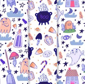 万圣节卡通图案无缝背景