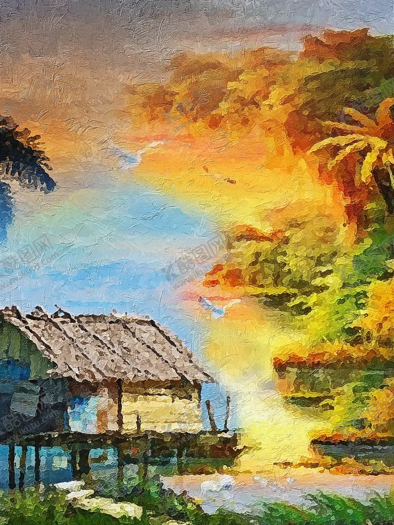 编号：77201601202343113358【酷图网】源文件下载-风景油画 餐厅 酒店 装饰画 