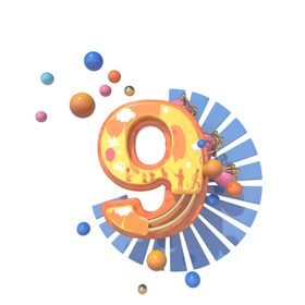 C4D三维数字9效果装饰图片