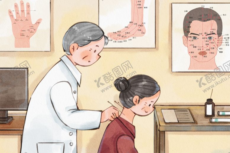 编号：90885104012208463348【酷图网】源文件下载-针灸水彩插画