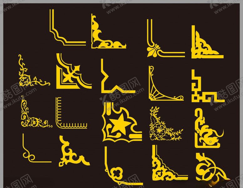 编号：13161610310207362752【酷图网】源文件下载-角花花纹花边边框