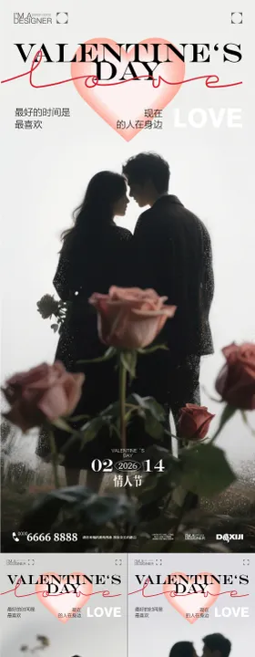 情人节节日移动端海报