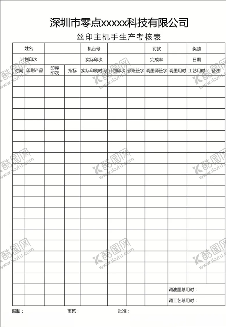 编号：75083505040944305754【酷图网】源文件下载-生产考核表