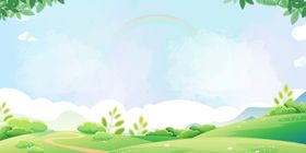 春天背景白云素材蓝白云草地