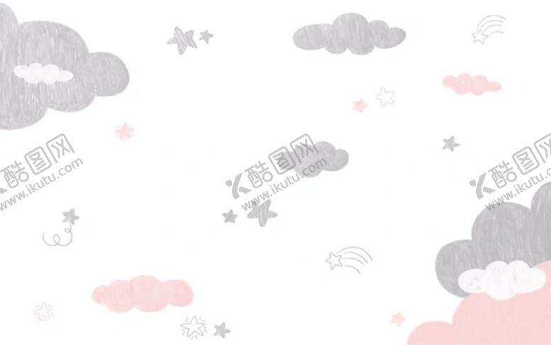 儿童房背景墙云彩壁画卡通画设计动画