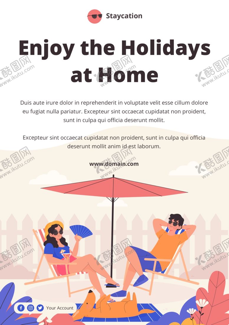 编号：60601910080349591821【酷图网】源文件下载-享受假日居家隔离手绘海报