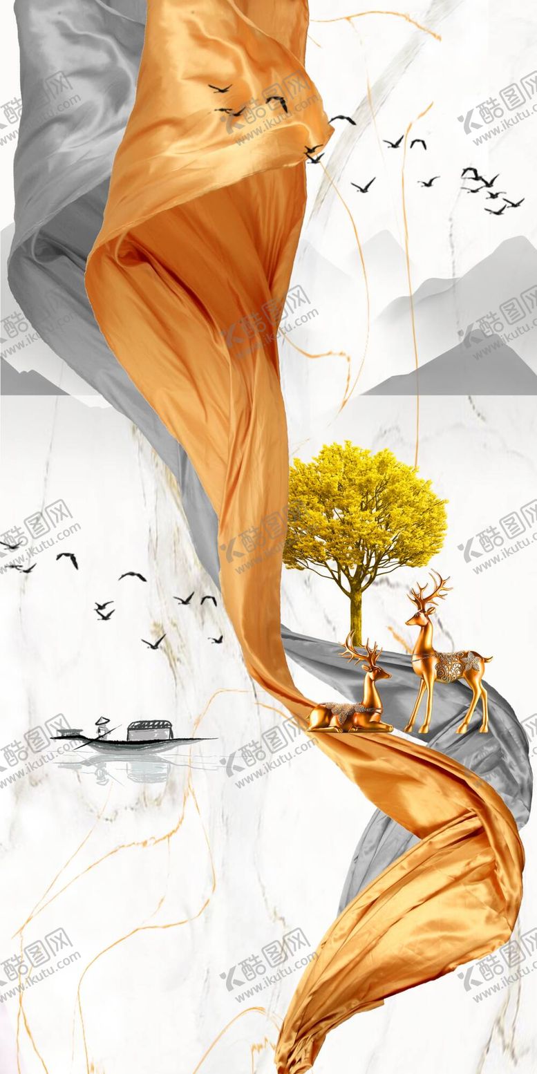 编号：26380509131931068157【酷图网】源文件下载-玄关装饰画轻奢莫兰迪蓝