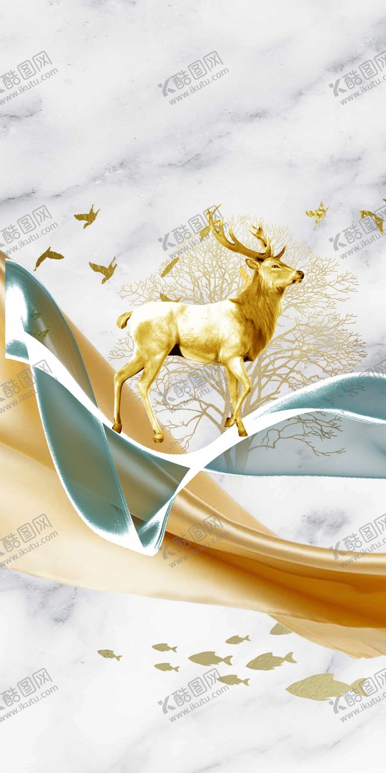 编号：41343509291642588737【酷图网】源文件下载-麋鹿装饰画