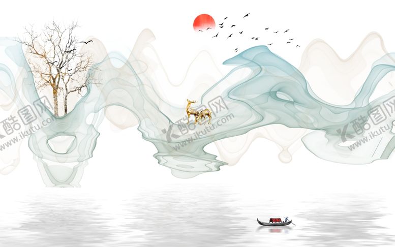 编号：21852407041051243329【酷图网】源文件下载-新中式烟雾山水背景